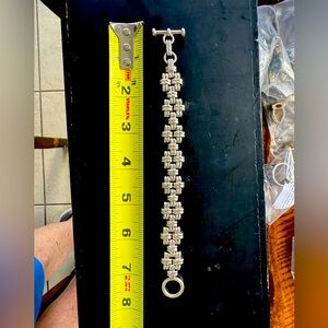 Sterling Silver Bracelet weighing 62.5 grams Toggle Clasp Bracelet